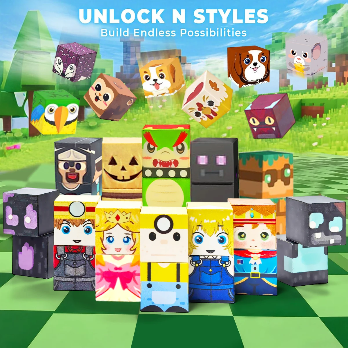 Magnetic Building Blocks Toys Characters Animals with Magnet Construction Toys STEM Sensory Gift For Kids Boys Girls 16/36PCS