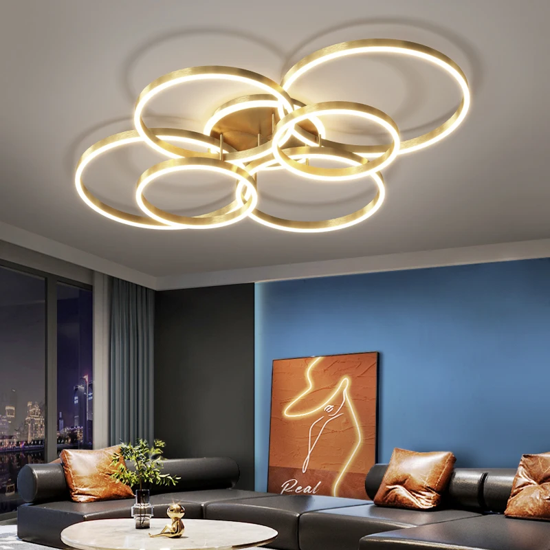 

Modern LED Rings Chandelier Indoor Lighting Ceiling Chandelier For Living Room Study Bedroom Nordic Round Home Decor Chandeliers