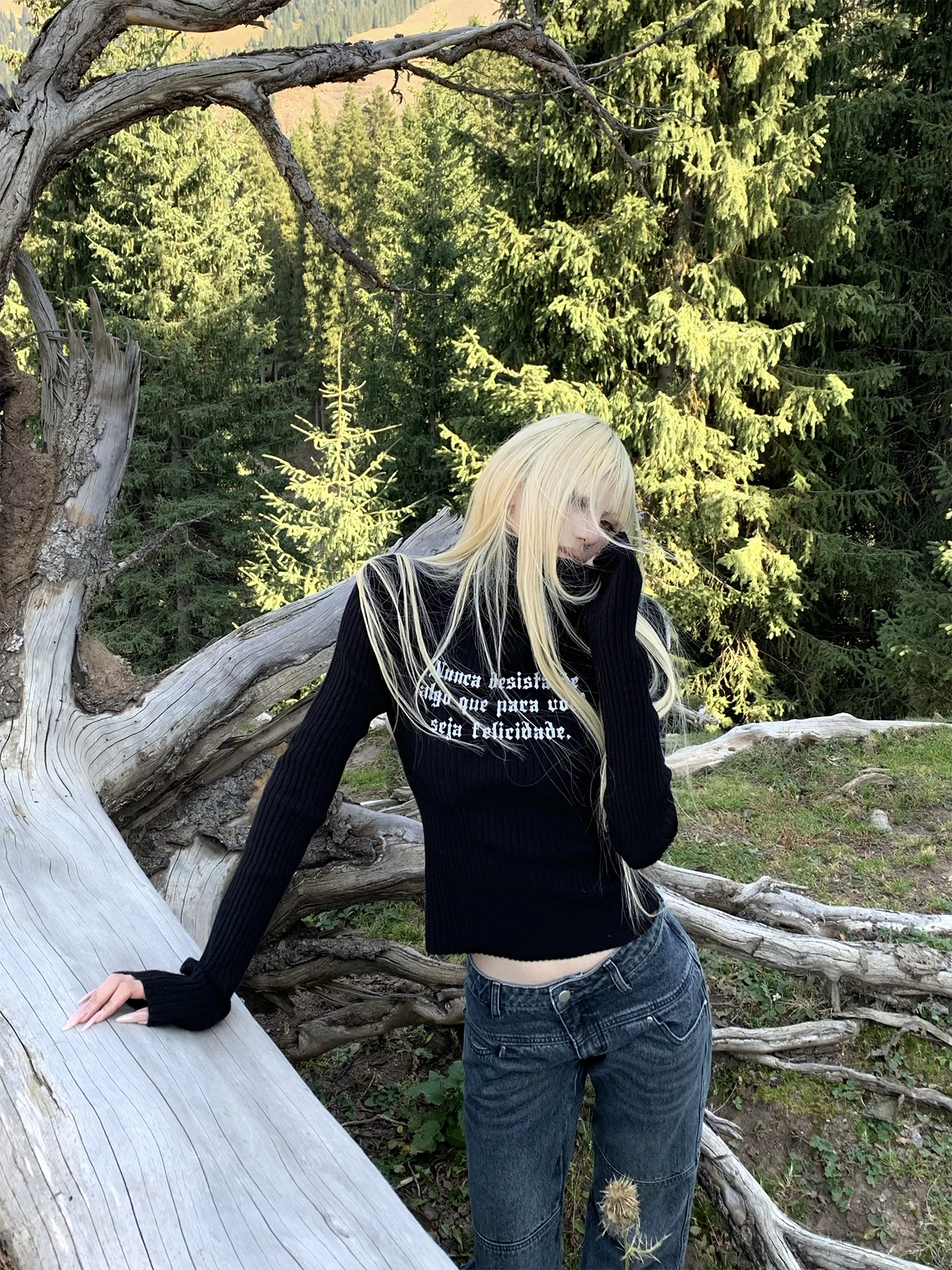 

Вязаный свитер Bla с высоким воротником и буквенным принтом Street Sle Slim Fit Long Sve Осень Зима Faion Rase Le Sol adow Man...