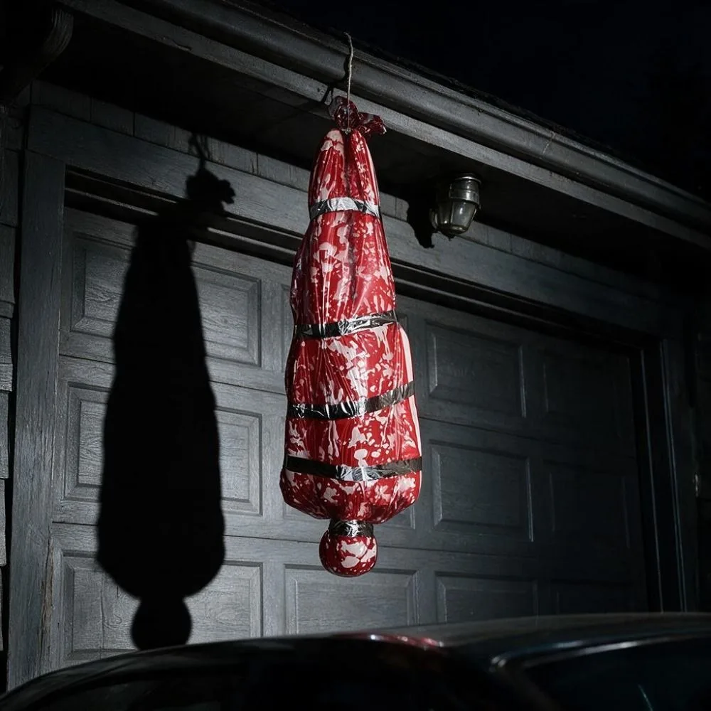 Realistic Fake Corpse Decor Waterproof Red Bloody Halloween Horror Hanging Decor Scary Creepy Inflatable Corpse Prop