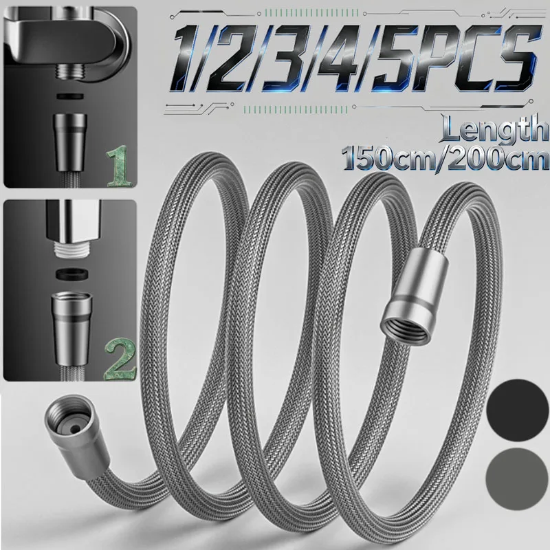 1.5/2M Nylon Rope Braided Shower Pipe Universal Hot Cold Shower Head Explosion‑proof Connecting Pipe For Water Supply Use