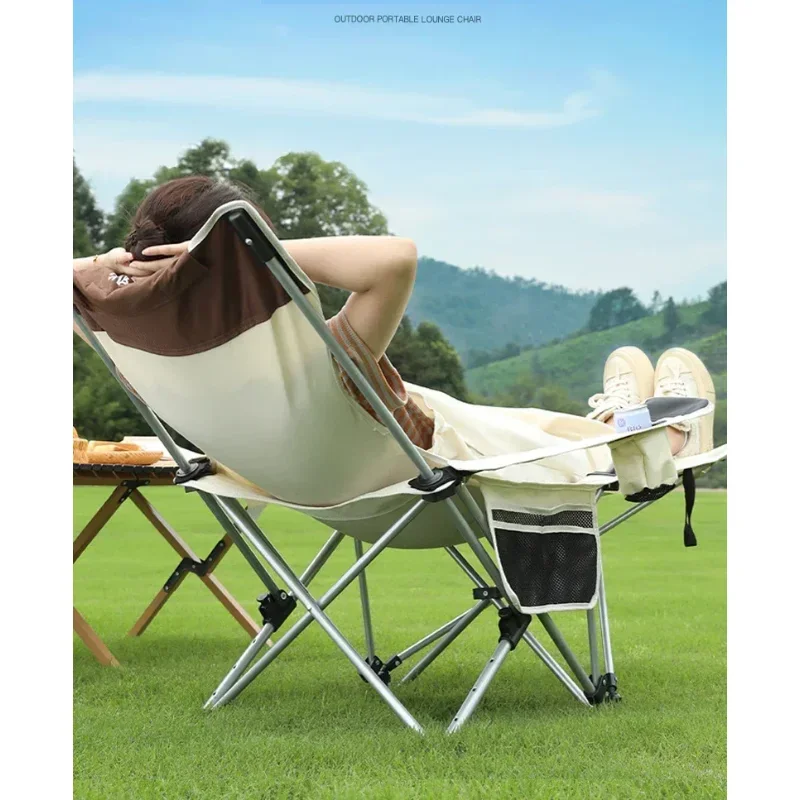 Chaise pliante extérieure à dossier haut, chaise de lune, adaptée aux loisirs, camping, plage, camping, équipement personnalisé, 2e