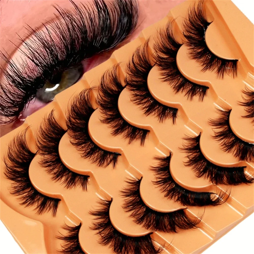 7 Pairs Cat Eye Lashes, Eye End Lengthening , Slender Curling Fluffy False Eyelashes