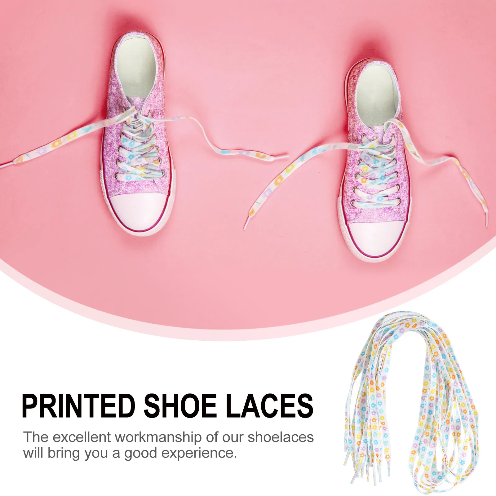 

4Pairs Flat Flower Shoelaces Fashion Printed Shoe Laces for Casual Shoes Sneakers Outdoor Footwear Accessories 80Cm Long