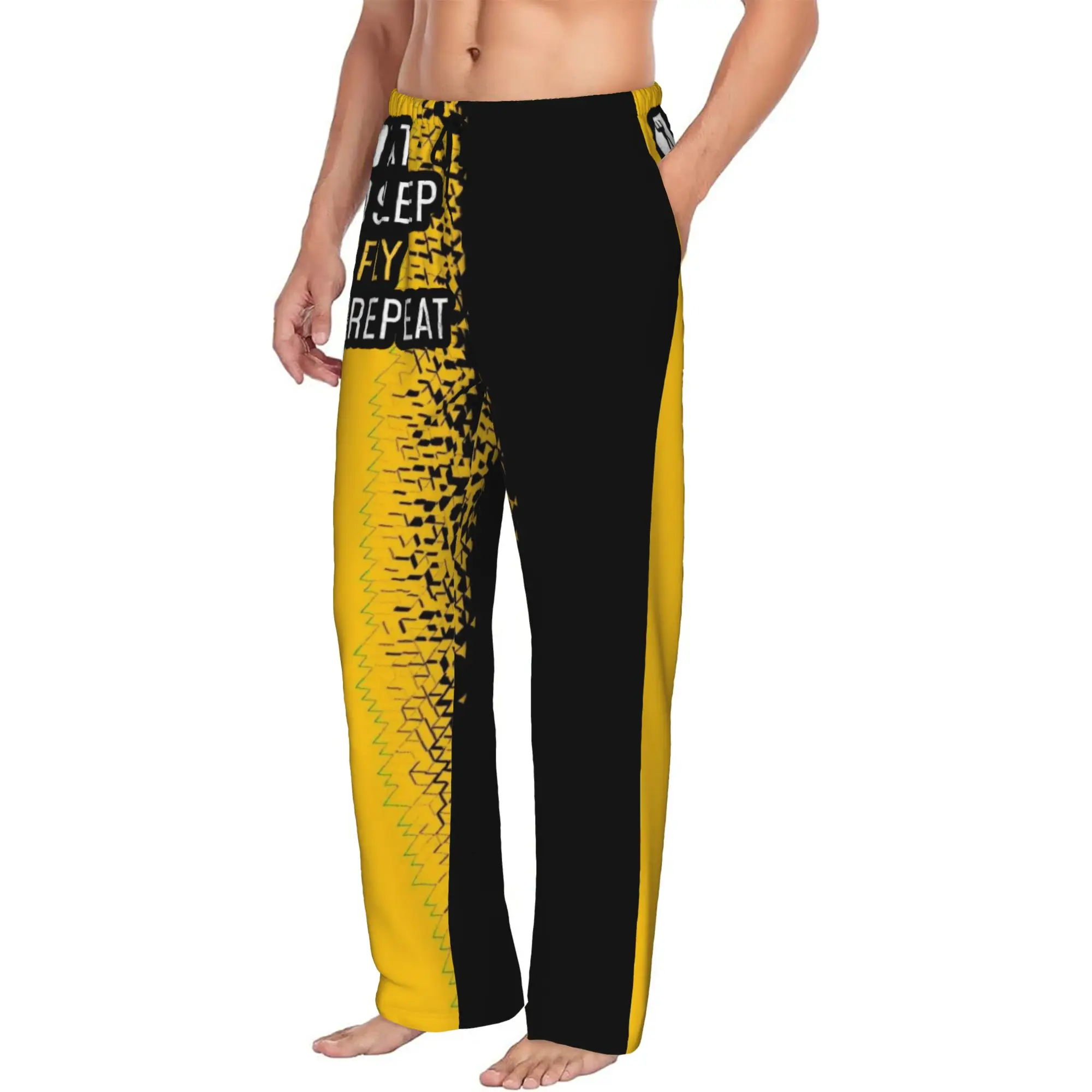 Custom Men Pilot Captain Stripes Pajama Pants Printed  Sleep Sleepwear Bottoms with Pockets