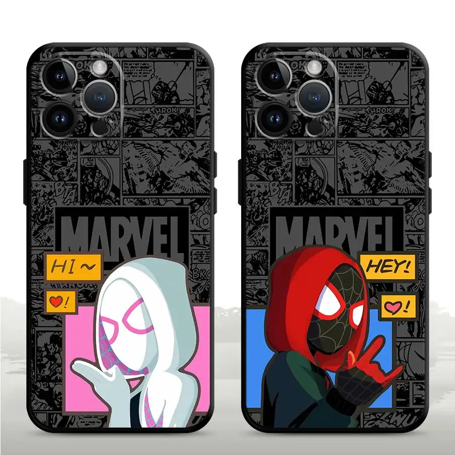 Чехол для телефона Marvel Cute Spidermans Kitty для Apple iPhone 7 8 Plus 13 Mini 12 XS Max 15 ProMax 11 Pro SE XR 16 14 Pro Cover