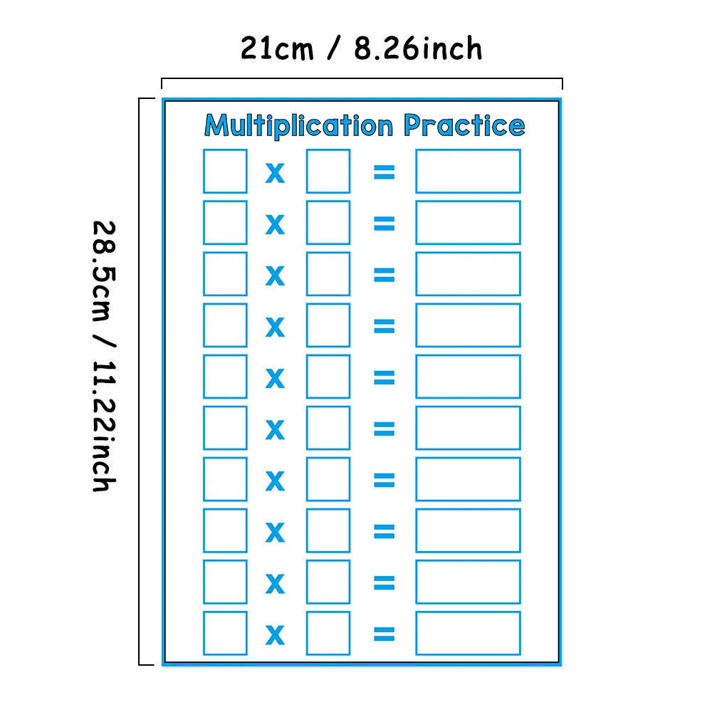 Dry Erase Multiplication Chart Multiplication Table Times Table Math Practice for Kids Students Classroom Teacher Teaching Aids