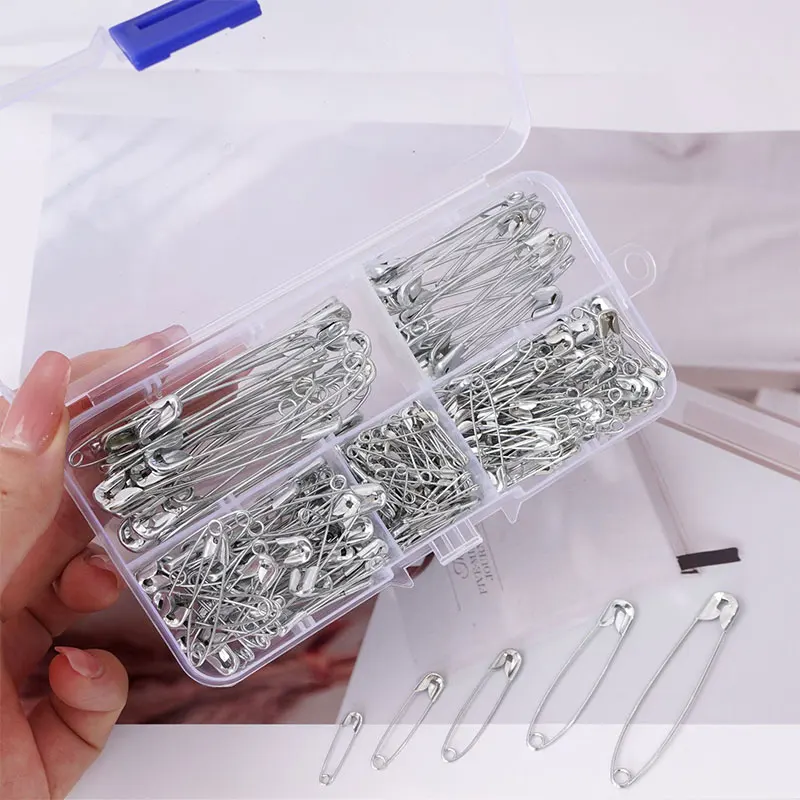 

260Pcs Safety Pins High Quality Stainless Steel Silver Safety Pin Assorted Size Needles Kits For DIY Sewing Tools Accessory