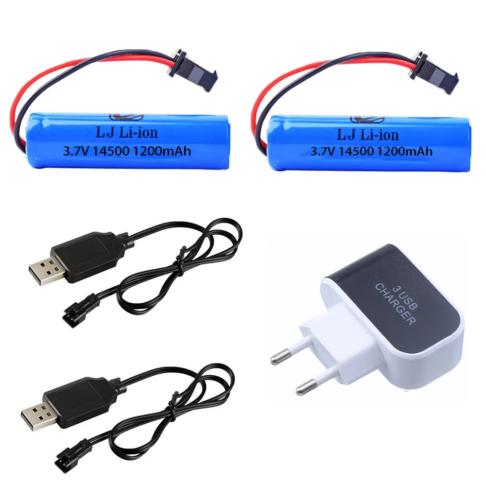 3.7V 1200mah Battery 14500 and charger For C2 D828 RC Stunt Dump Car Toy Accessory 3.7V 14500 Li-ion battery with SM-2P Plug