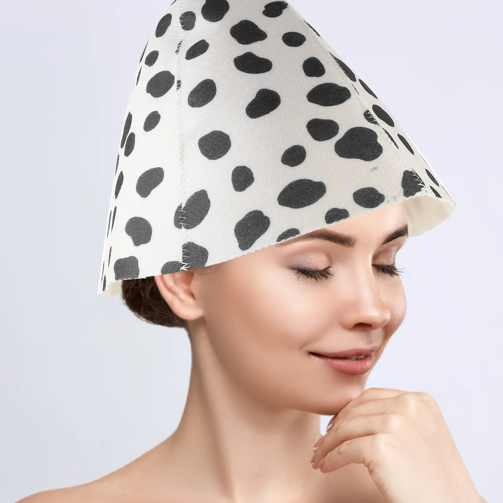 Chapéu de sauna à prova de calor, touca de banho de feltro, toalha de cabelo, acessórios de secagem rápida, 2 peças embaladas (tampas de chuva de floco de neve