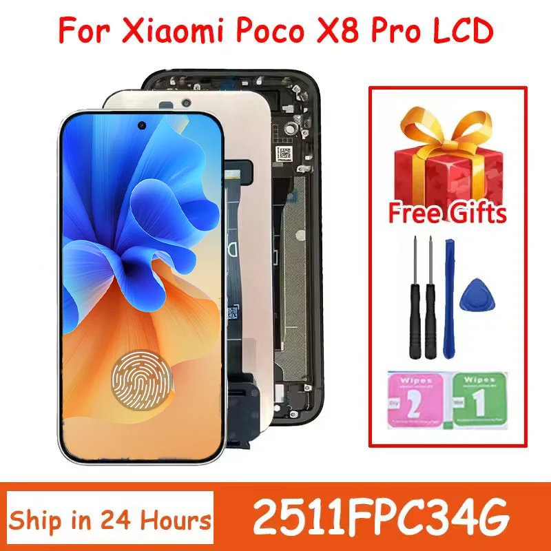 X8 Pro 5G 2511FPC34G Premium Lcd For Xiaomi Poco X8 Pro Display Touch Screen Digitizer Panel Assembly With Frame
