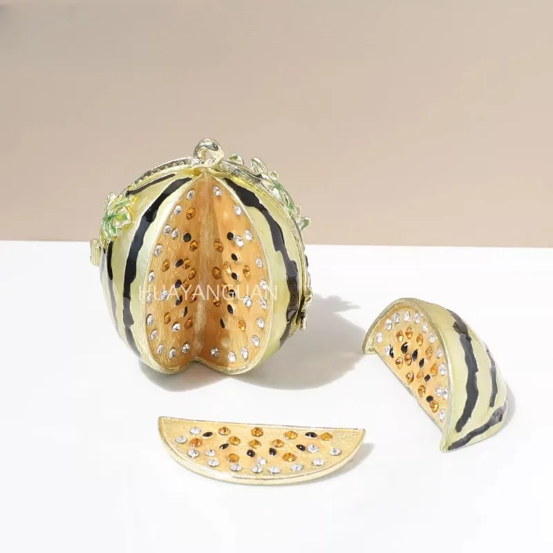 

Фруктовый эмалированный орнамент, креативный сплав, арбуз, шкатулка для драгоценностей, ящик для хранения, украшение для домашнего рабочего стола