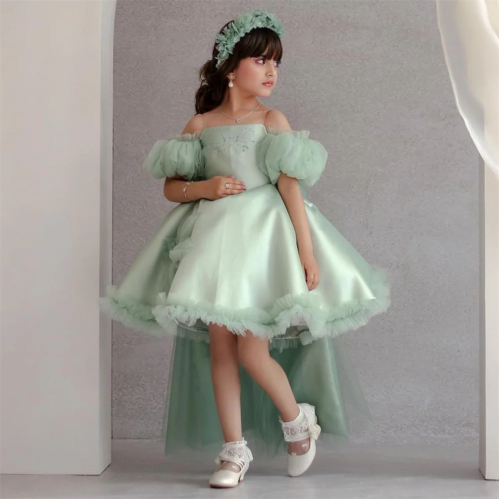 Dearin Spaghetti träger Ballkleid Mini Länge Röcke mit offenem Rücken Tüll Rüschen Blumen mädchen Kleider