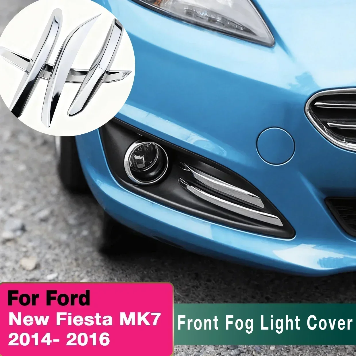 

Front Fog Light Surround Carbon Fiber Trim Protective Cover Anti-scratch Ford Fiesta MK7 2014-2016 Exterior Mod Car Accessories