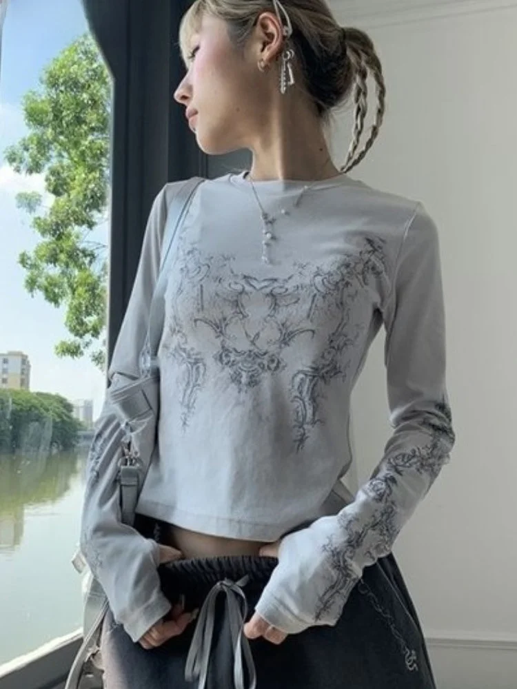 

Винтажные женские футболки Y2K 2023, модные Blusas Mujer De Moda, другие материалы, 00% новый сорт, женские футболки