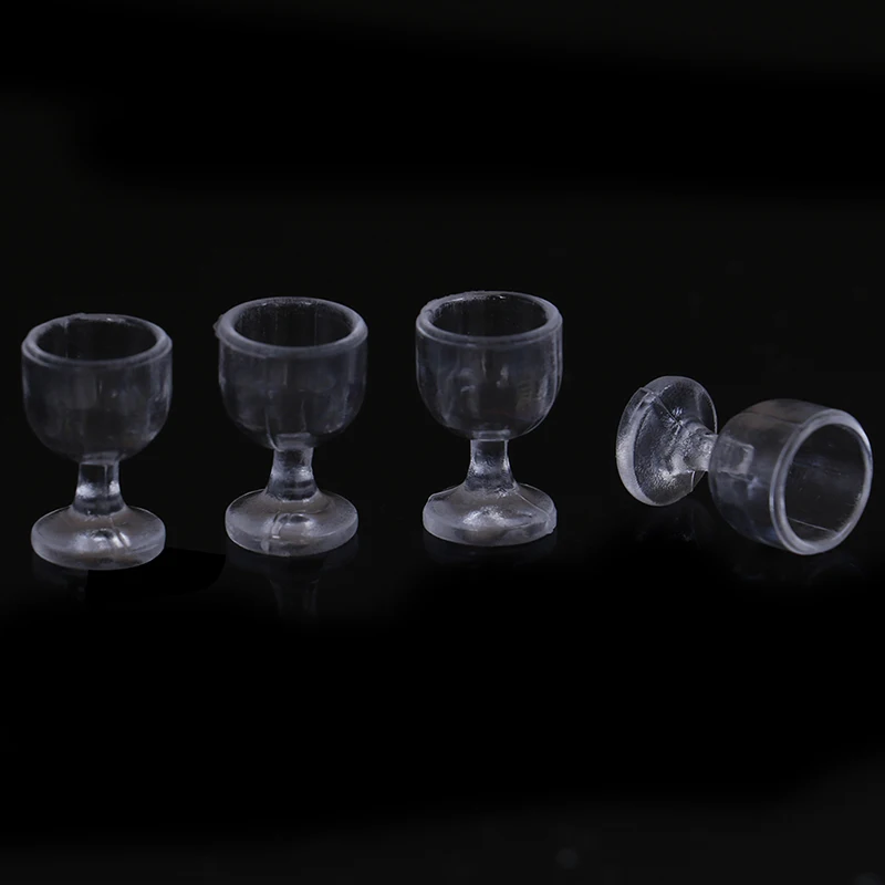 4 stuks poppenhuis miniatuur transparante wijnglazen kopjes mini simulatie plastic beker beker poppenhuis keuken decor accessoires-speelgoed