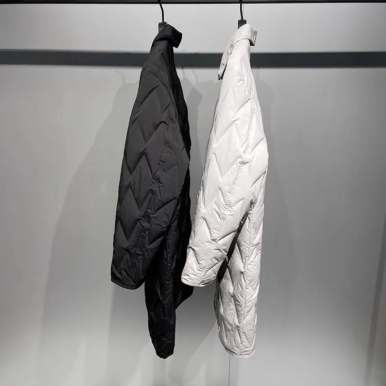 Jaet-ropa de trabajo ligera con cuello levantado para hombre, ropa de trabajo de longitud media, informal, con diamantes, a la moda, diseño Original