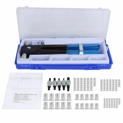 86PCS Riveting Gun, Rivet Hand Tool Kit, Wrench Nut Insert And Mandrel With Box