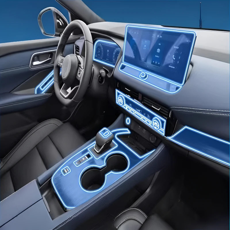 Film de Protection Transparent anti-rayures pour tableau de bord Nissan Qashqai 2023 – 2024, Navigation multimédia, Modification