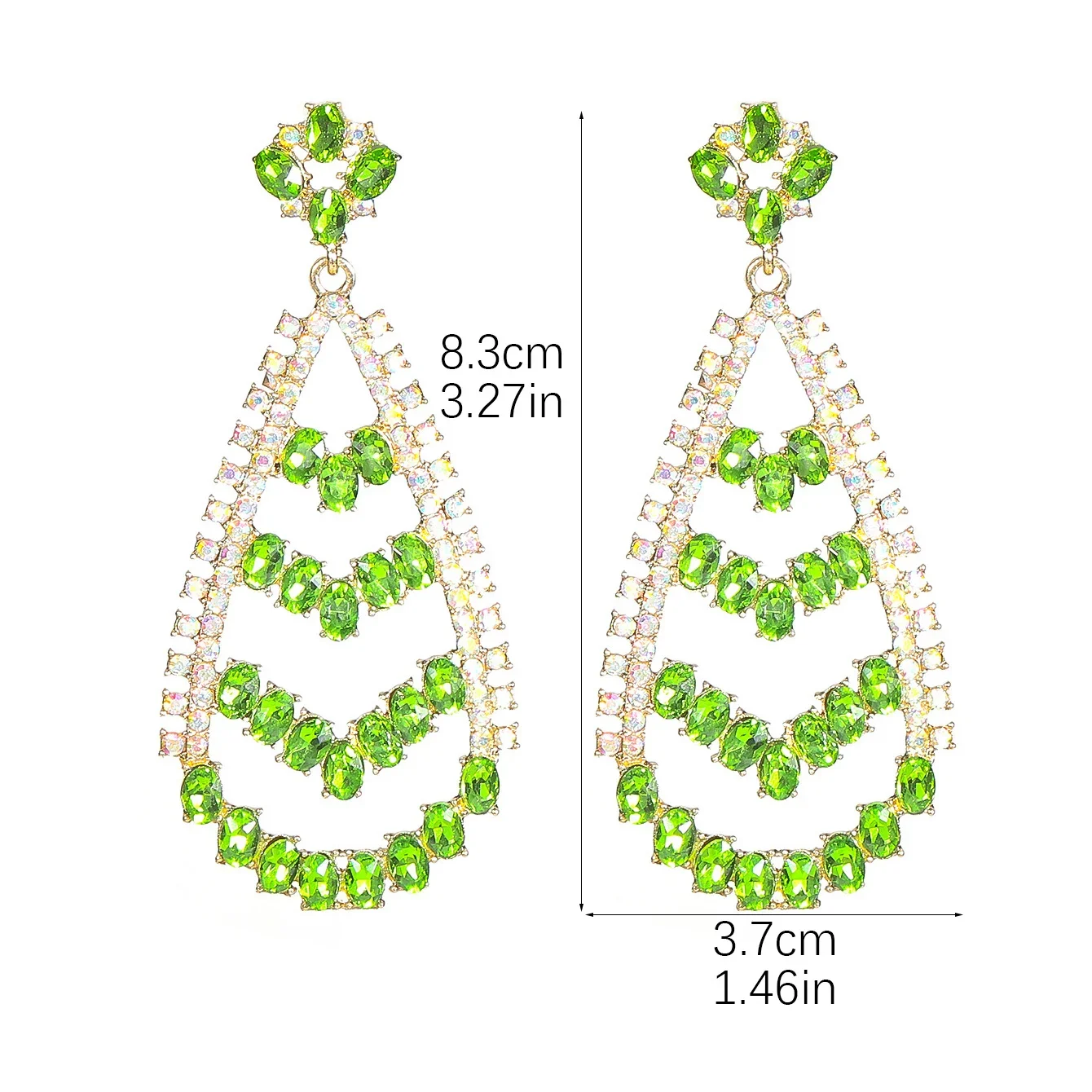 The new fashion colorful full of diamonds drop-shaped pendant earrings female personalized creative exquisite match earrings