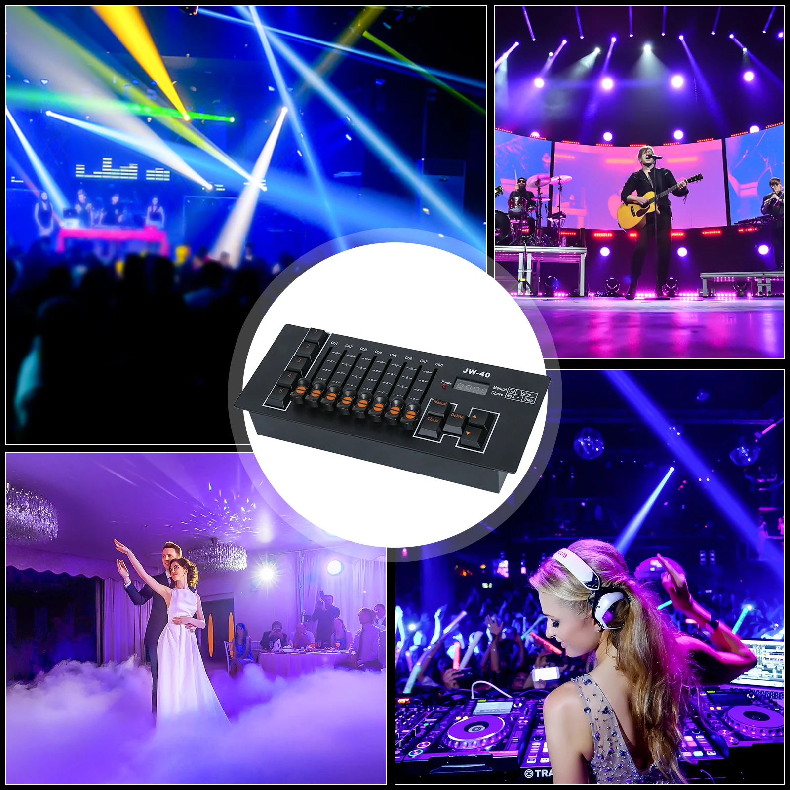 U'King Black Mini Console DMX Controller Stage Light Controller For Party DJ Disco Live Concerts KTV Night Club