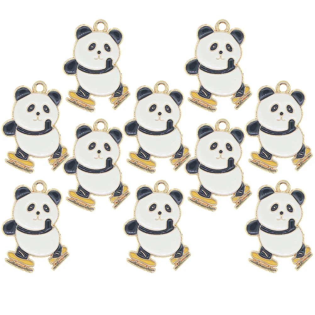 

10 Pcs Ice Skating Panda Keychain Pendant Alloy Durable Charms Diy Jewelry Making Decorative Accessories Chic Panda Charms Key