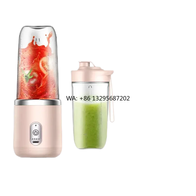 

Rechargeable Portable Juicer Blender Freshly Squeezed Juice Mixer Personal Safety 6 Blades Mini Juicer Double Cup