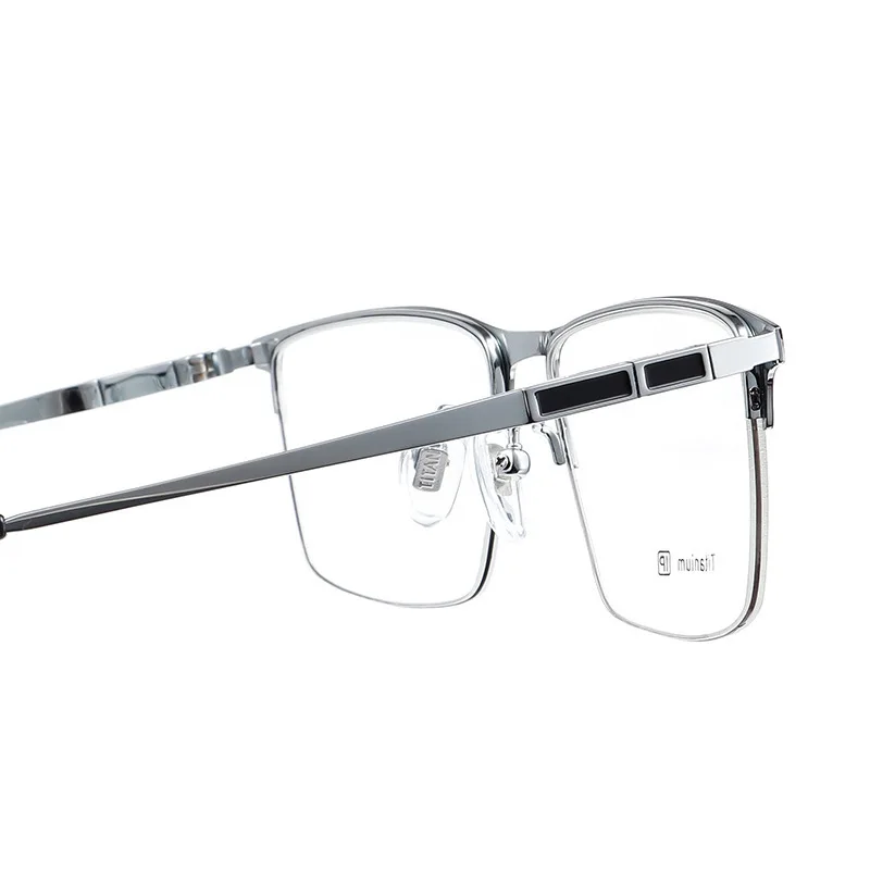 Lzabella Men's Half Frame Eyeframe Business and Leisure Pure Titanium Spectacle Frame New Optical Prescription Glasses 7454