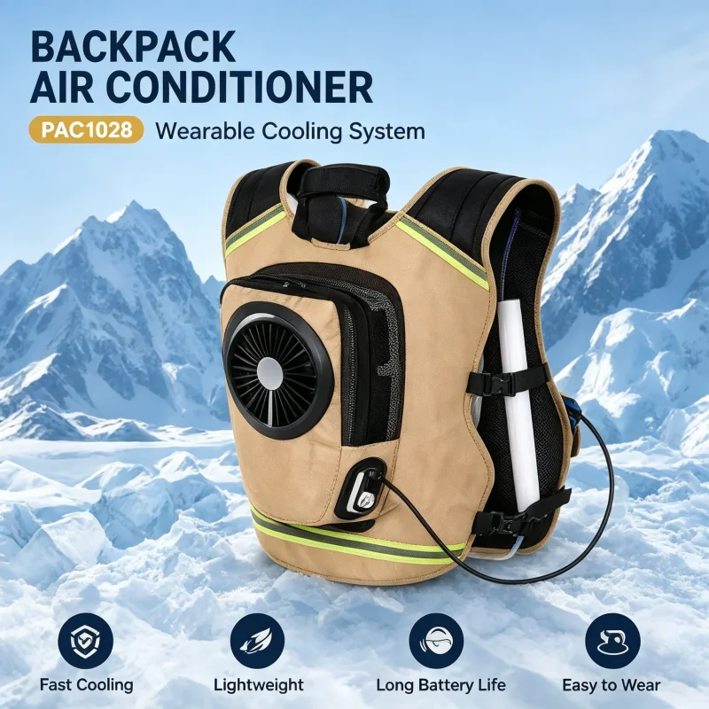 Portable Backpack Air Conditioner 200W Wearable Cooling Vest for Outdoor Work Camping Construction Worker RV Travel