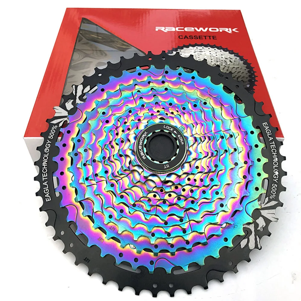 RACEWORK 11/12 Speed Road Mountain Bike Ultralight Cassette 11-50T MTB Bicycle Rainbow Narrow Width Gear Ratio Cassette Sprocket