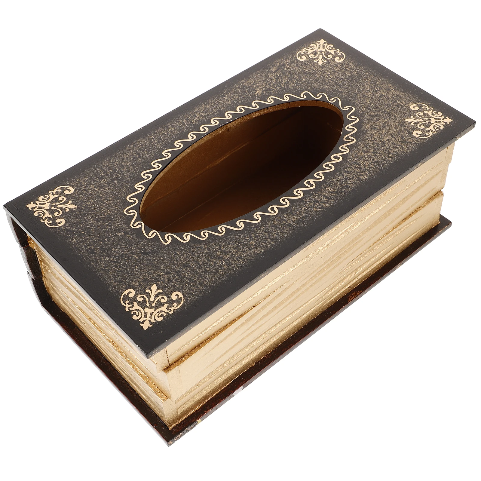 

Wood Tissue Box Vintage Book Design Napkin Holder Decorative Storage Container Perfect for Home Office Bath