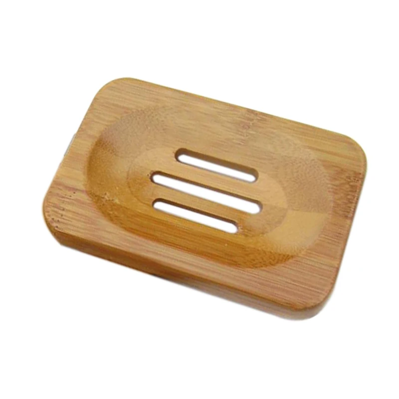 

200PCS Wooden Soap Dish Creative Wooden Natural Bamboo Soap Dish Portable Bamboo Tray Holder Bathroom Kitchen Holder