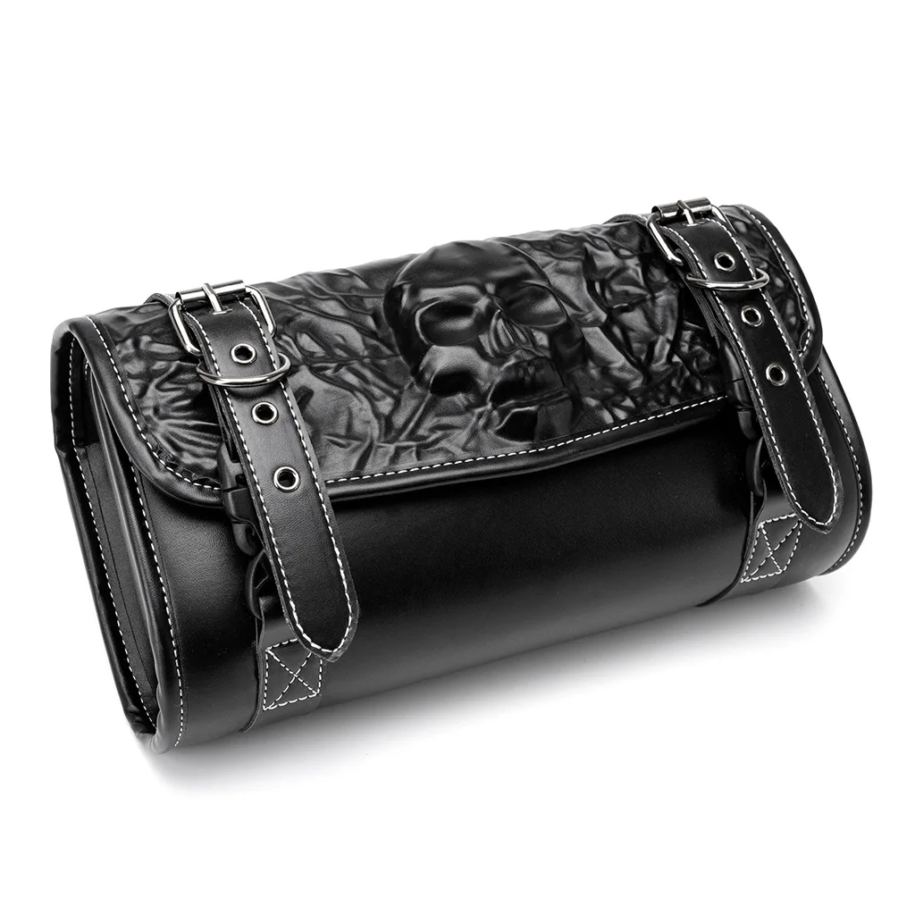 Vintage Geprägte Totenkopf-Motorrad-Lenkertasche Wasserdichte Motorrad-Vordergabel-Werkzeugtasche Universelle Satteltasche für Cafe Racer – Detail 8