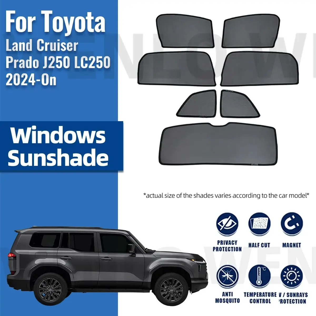 

For Toyota Land Cruiser Prado J250 LC250 2024 Car Window Sunshade Magnetic Curtain Sun Shade Visor Net Mesh Protect Kids