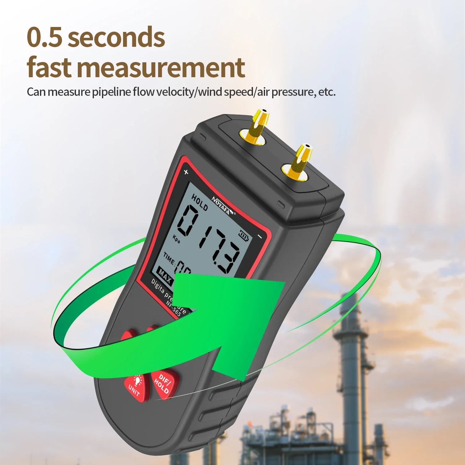 Noyafa Digitale Manometer Luchtdrukmeter NF-565 Drukverschilmeter ± 105 Kpaair Drukmeter Differentiaalmeter Kit