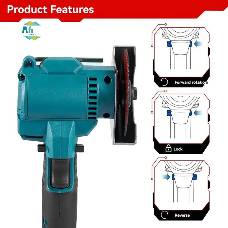 

A60F-76Mm Brushless Electric Angle Grinder Speed Adjustment Cordless Polishing Cutting Woodworking Tool For 18Vbattery