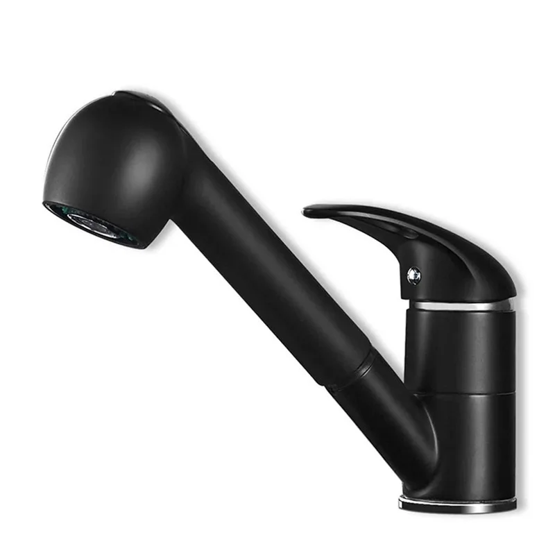 Extendable Kitchen Tap with Two Water Shape 360 Rotation Black beige sink mixer faucet water tap for kitchen bathroom