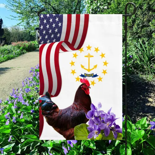 Estado de Rhode Island, Rhode Isl. Bandera de Jardín con Flores Rojas y Violetas ANM VVL YYX EEZ