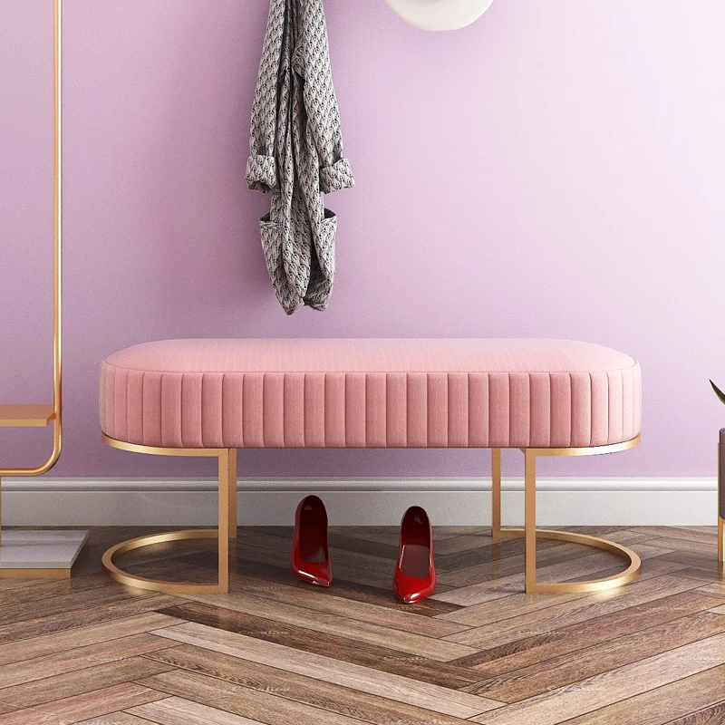 

Luxury Fitting Room Stool Modern Hallway Ottoman Bedroom Bed End Stool Creative Shoe Stool Home Door Bench Headboards