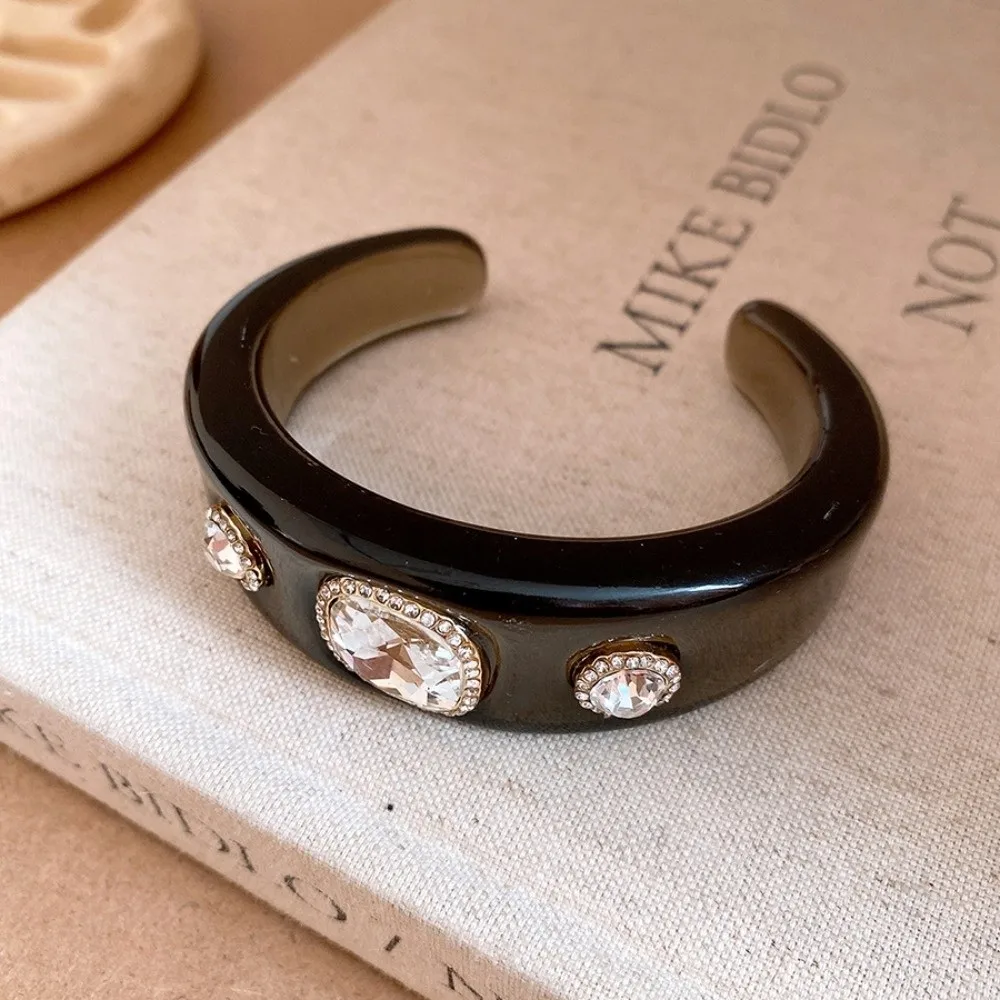 Bohemian Acrylic Rhinestone Bangle Europe American Style Candy Color Irregular Wide Open Bracelet Smudging Y2K Classic