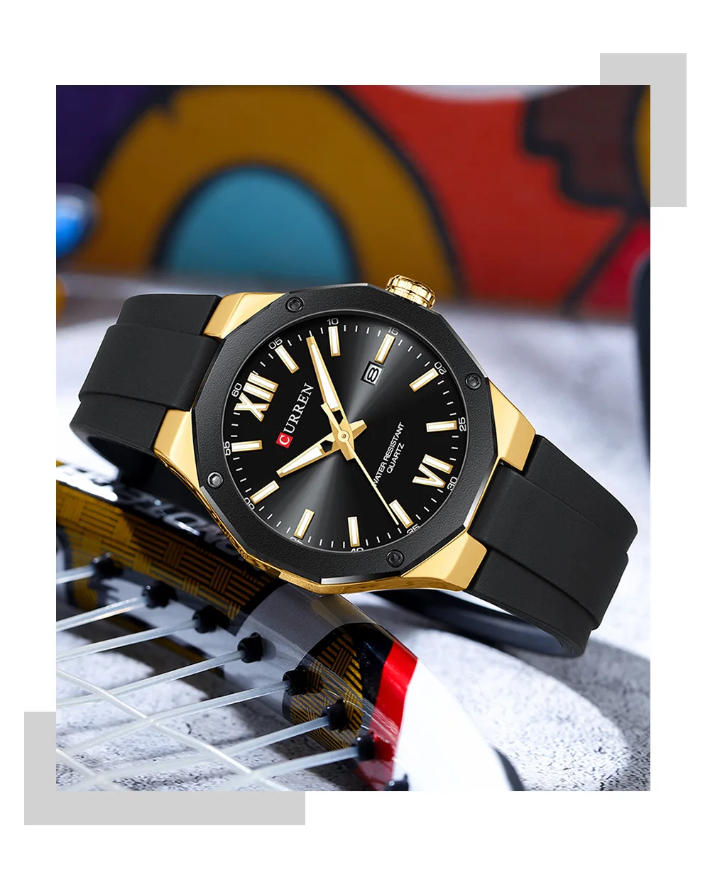 CURREN Einfache Luxus-Herrenuhren Neue Business-Quarz-Armbanduhr mit Silikonarmband Leuchtende Zeiger Wasserdichte Uhr – Detail 16