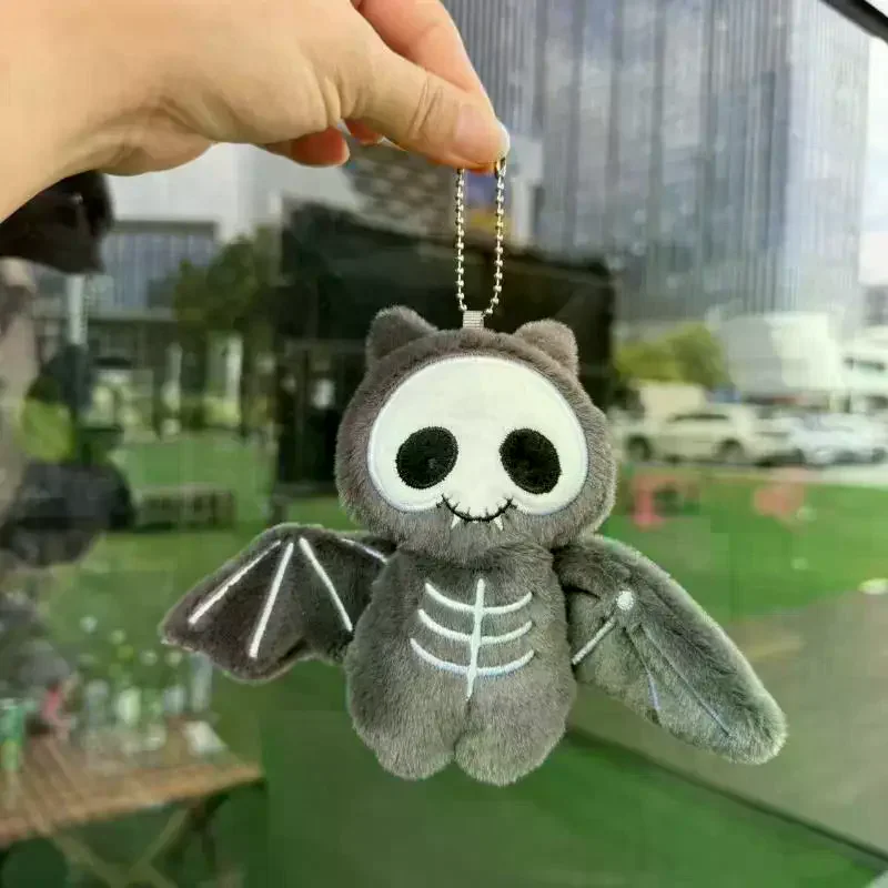 Fun Cartoon Halloween Skeleton Bat Plush Doll Pendant Keychain Creative Cute Backpack Accessories For Children Holiday Gifts