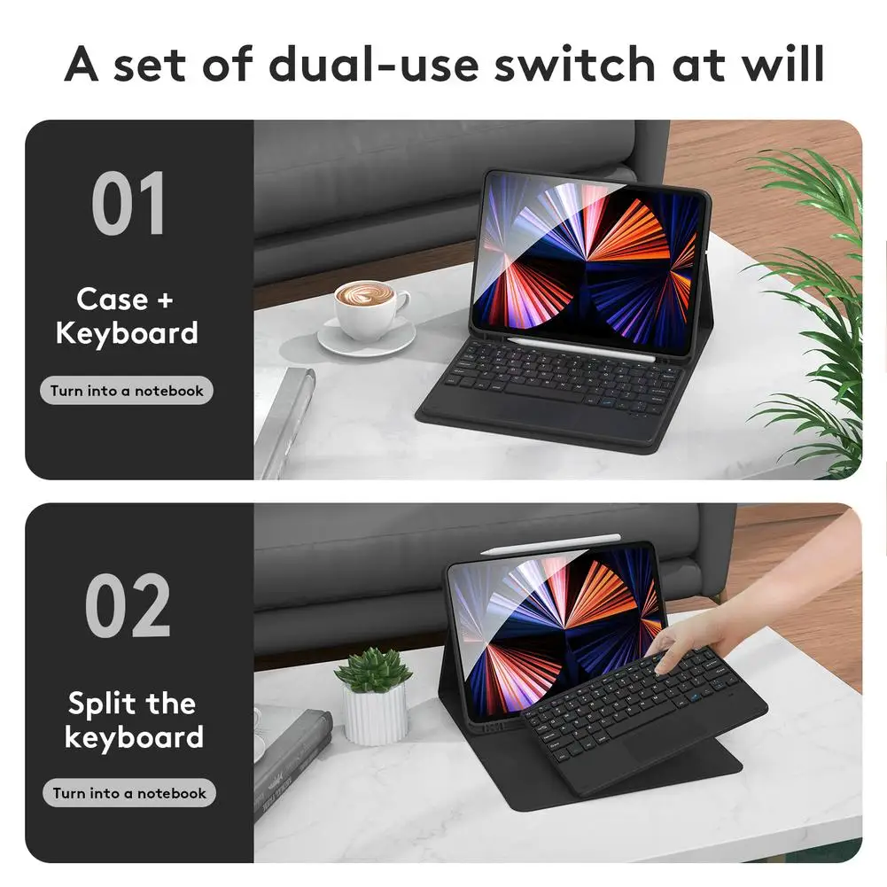 Tastiera compatibile con Bluetooth con custodia protettiva in pelle Set tastiera Wireless compatibile per Ipad Pro11 Air5 10.9/11 pollici