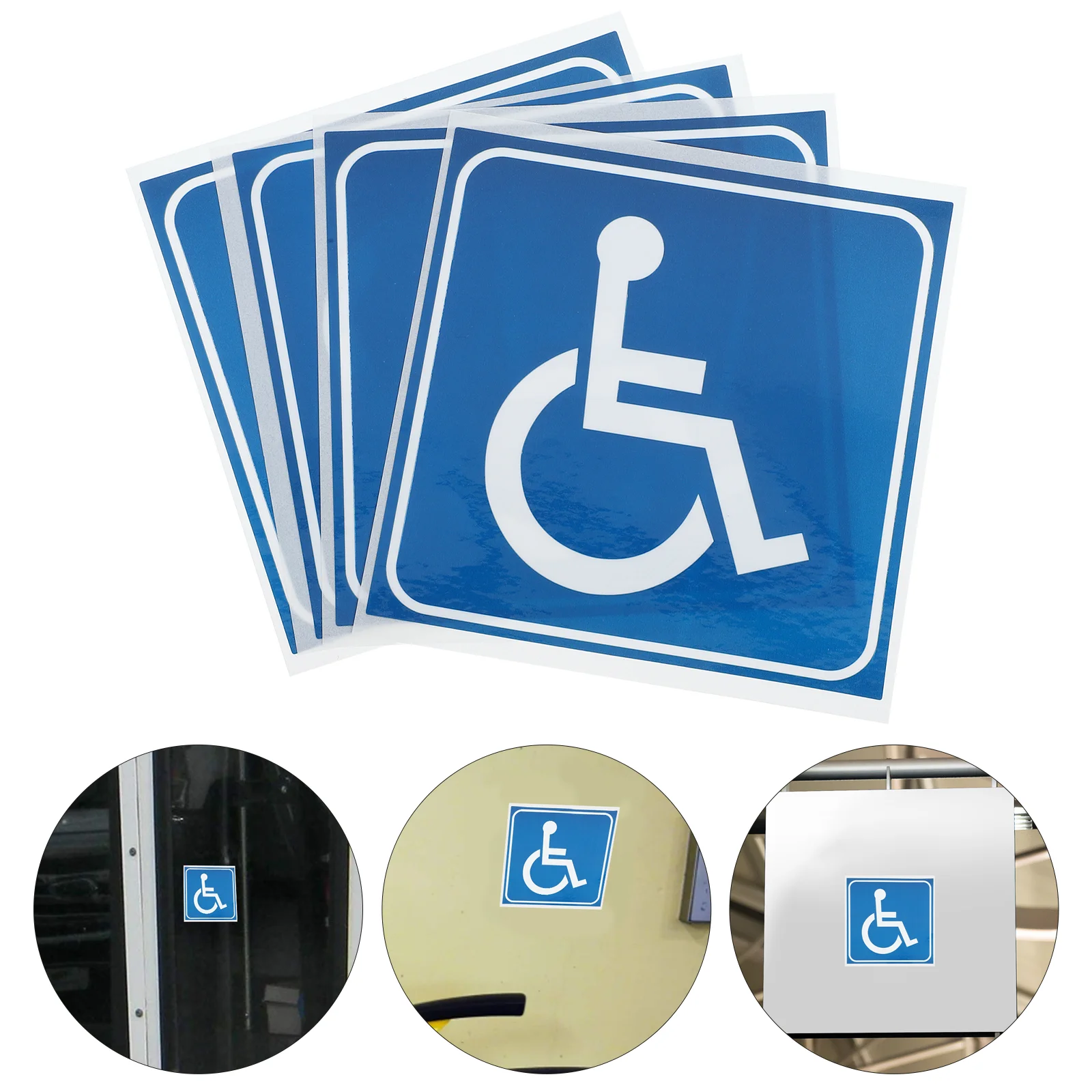 Autocollants adhésifs pour chaise roulante et fauteuil roulant, symbole des handicapés, décalcomanies pour voiture, 4 pièces