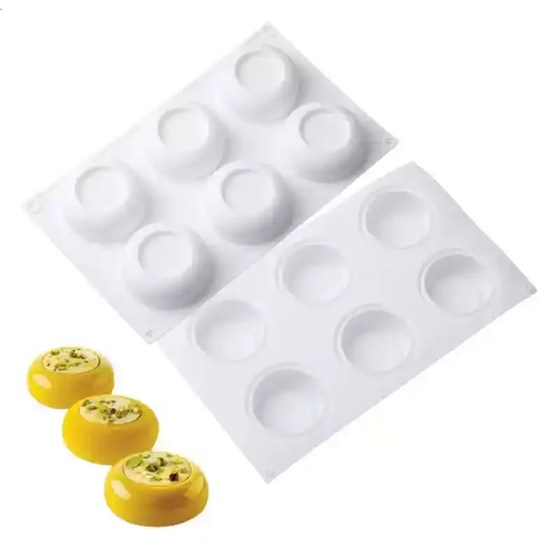 Beautiful French Dessert Mousse Mold 6 Even Round Concave Silicone Mold Silicone Baking Three-dimensional Cake Dessert