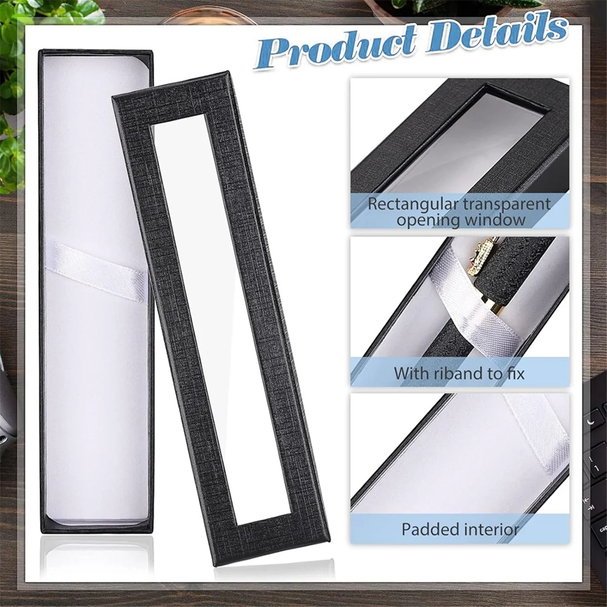 透明な蓋付きの空のペンギフトボックス、段ボールペンケース、鉛筆ボールペン万年筆ジュエリー用のペン包装ボックス、20個