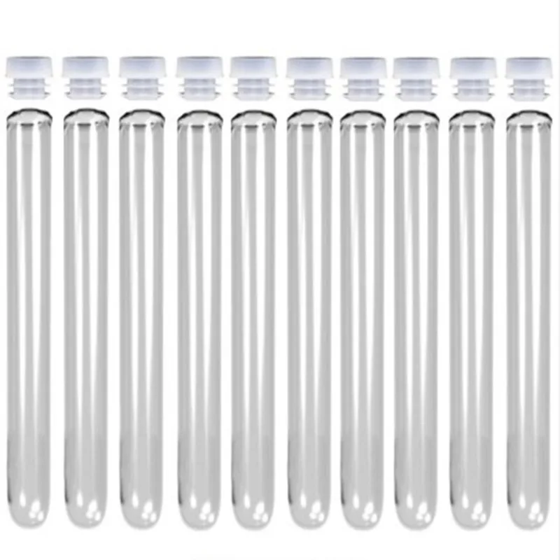 100pcs 12x75 mm Plastic Test Tube With Cap random Colors Of Cap  High Quality Clear Like Glass 5ml