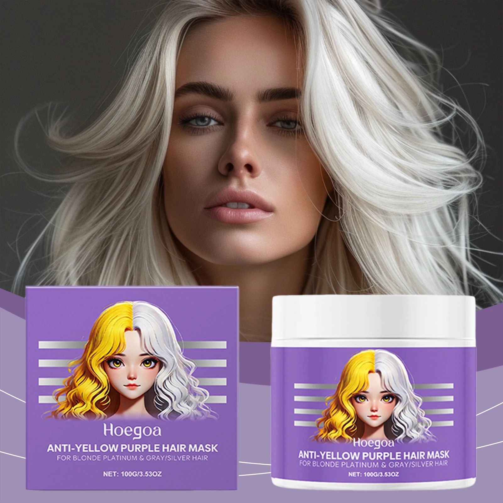 Anti-Yellowing Purple Hair Mask,Moisturizing Conditioner,Restore Damage Dry Hair,Repair Cream,Therapy,Hair Care Product