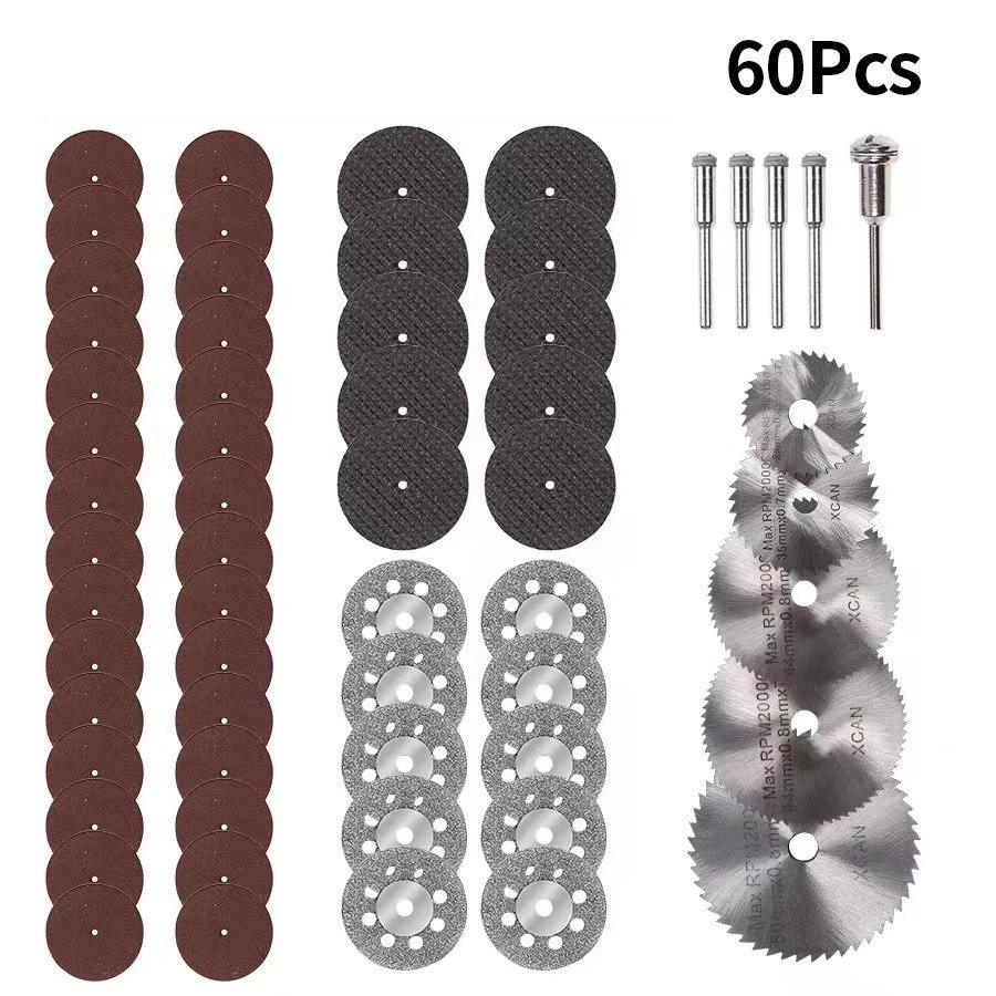 

Набор мини-дисковых пил HSS, 30/60 шт., отрезные диски и шлифовальные круги по металлу, совместимые с аксессуарами для вращающихся инструментов Dremel