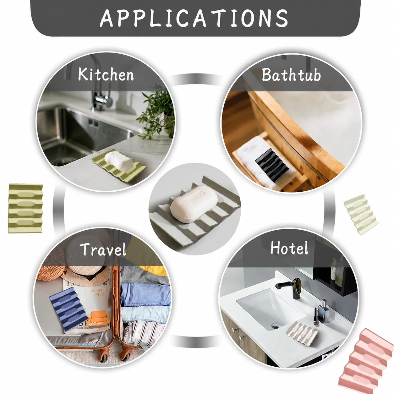Non-Slip Soap Tray Easy To Clean Wave Soap Holder Self Draining Soap Dish Multiple Color Options For Restaurants Kitchen